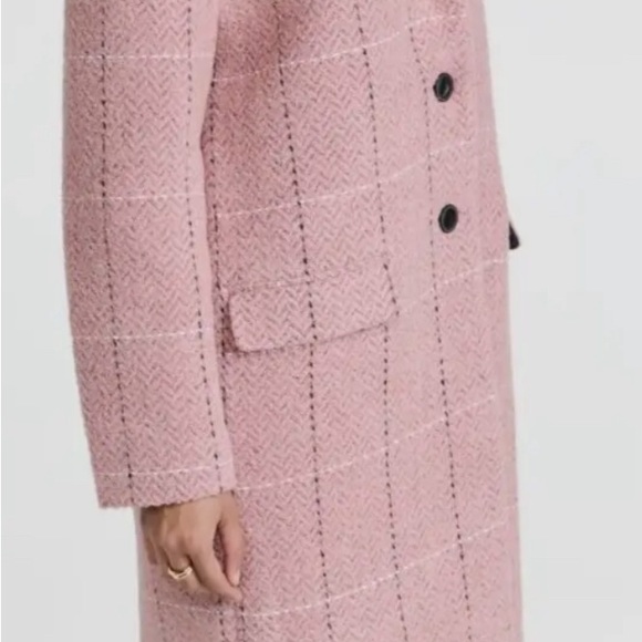 RAG& BONE Sz M, ESTELLE COCOON WOOL BLEND CHECK COAT PINK MULTI - Picture 5 of 6